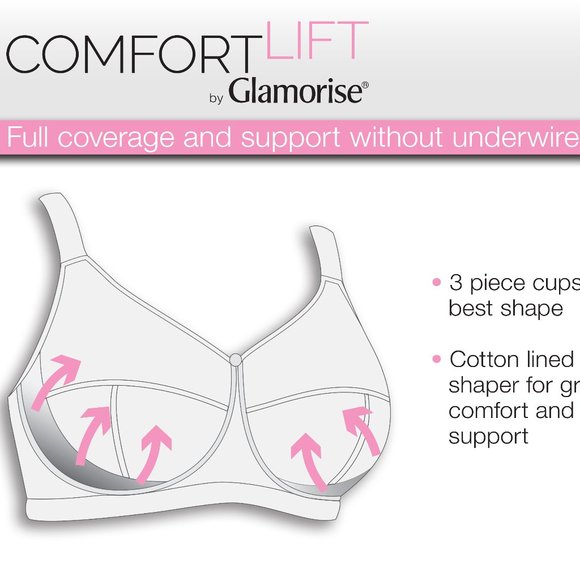 Set of 3! 50G Plus-Size Glamorise COMFORT LIFT Wireless Bra SOFT-LACE Taupe NEW - Picture 8 of 14